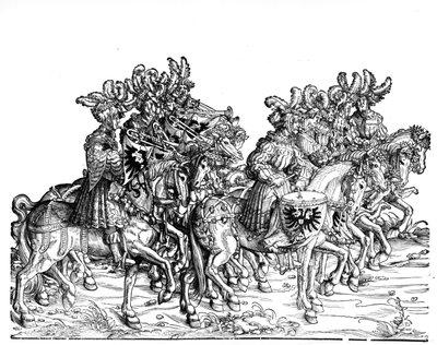 Dix musiciens, de la procession triomphale de Maximilien I, vers 1517 - Hans Burgkmair